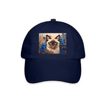 cat blue flowers - Baseball Cap - blue/blue - Front