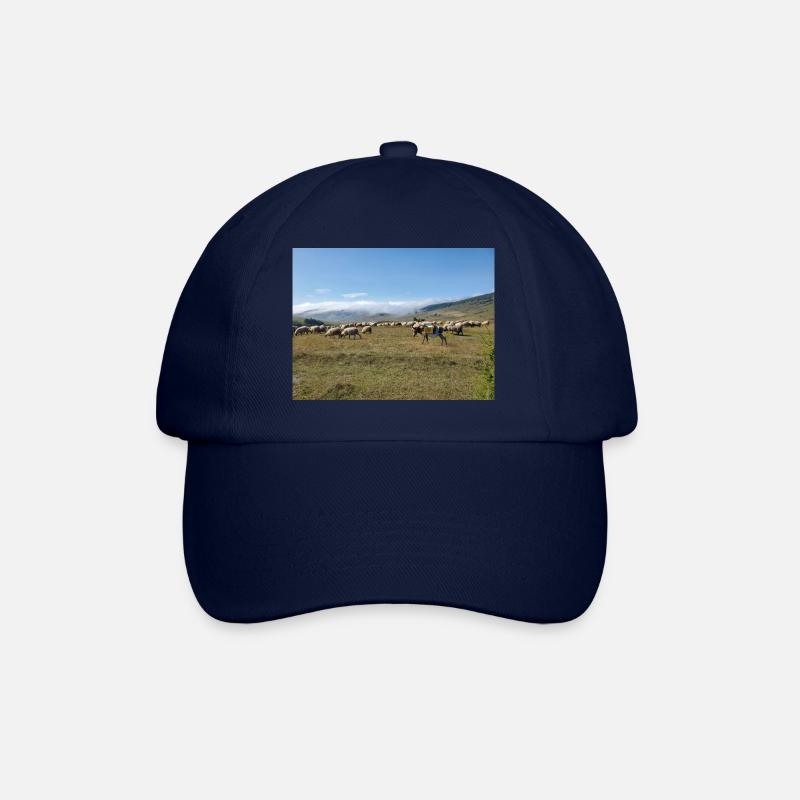 Schafe, Esel, Berge, Wiesen - Baseballkappe - Blau/Blau