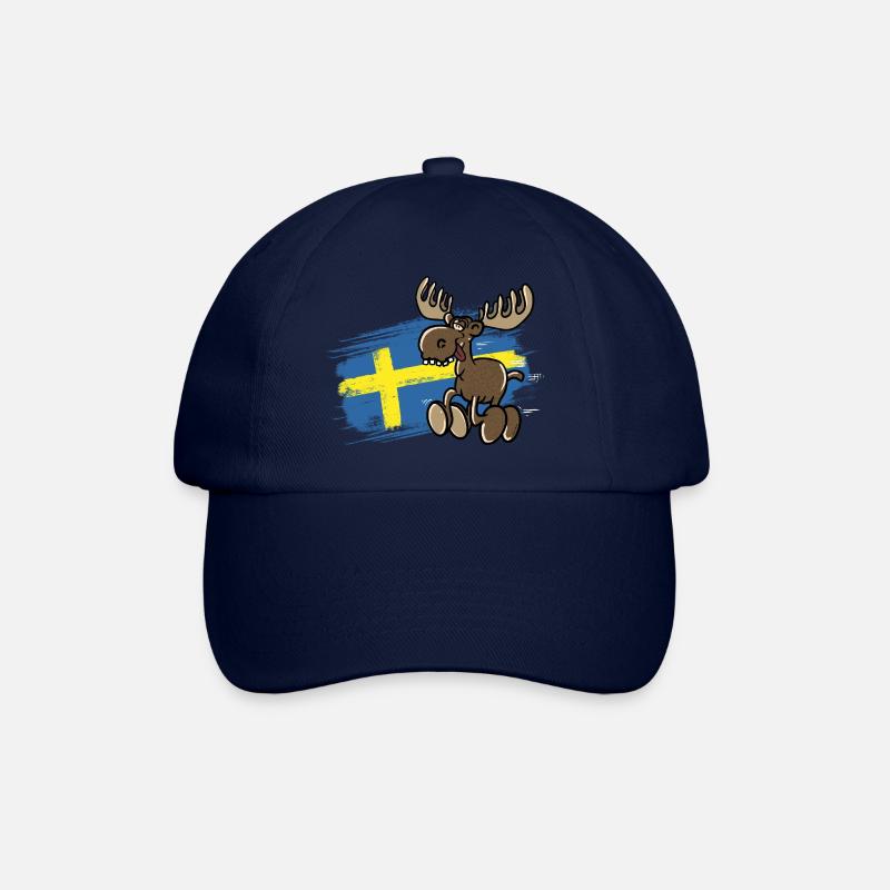 Schweden - Elch - Flagge - Baseballkappe - Blau/Blau