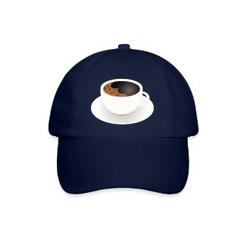 Schlichte Kaffeetasse mit schwarzem Kaffee Motiv - Baseballkappe - Blau/Blau - Vorne