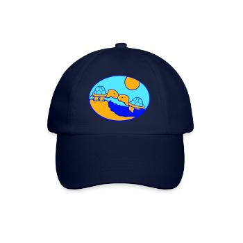 2 Schildkröten Strand Pärchen Verliebt küssen Meer - Baseballkappe - Blau/Blau - Vorne