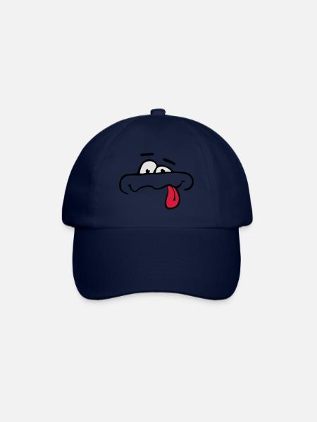 Lustiges Comic Cartoon Gesicht Zunge Rausstrecken - Baseballkappe - Blau/Blau
