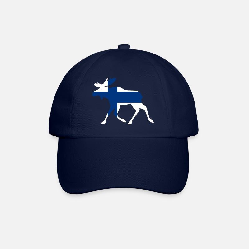 Finnland Elch mit Flagge in Silhouette - Baseballkappe - Blau/Blau