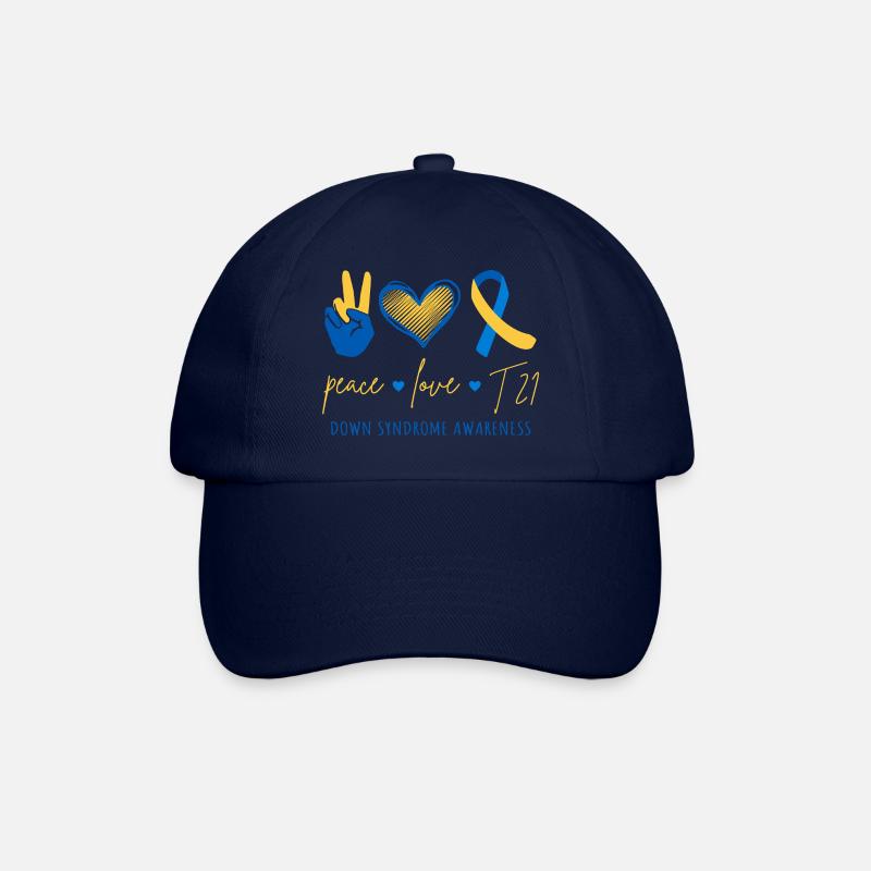Peace Love T21 - Down-Syndrom Bewusstsein II - Baseballkappe - Blau/Blau