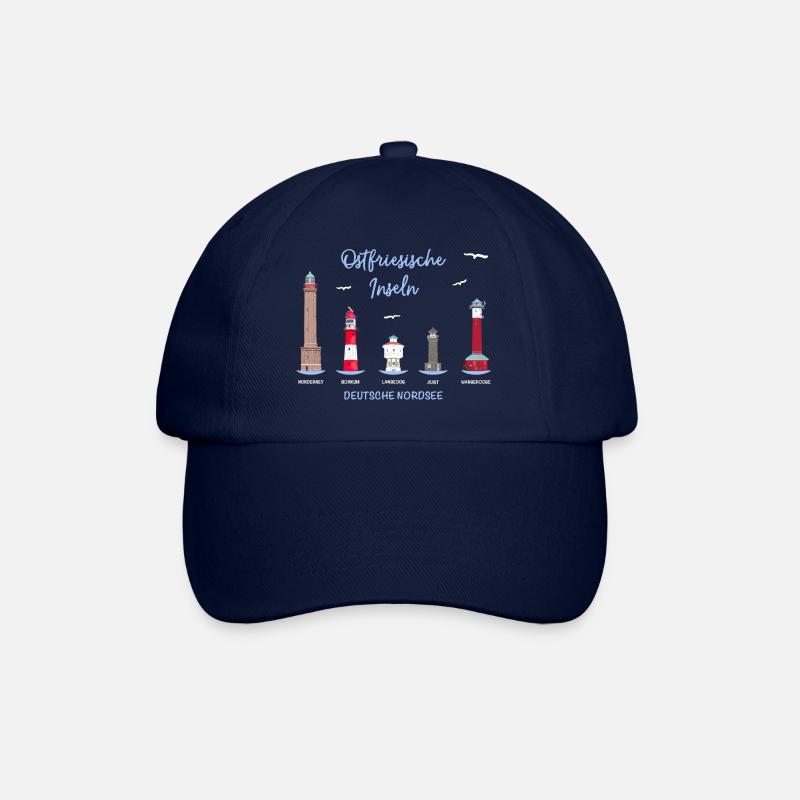 5 Ostfriesische Inseln, Deutsche Nordsee - Baseballkappe - Blau/Blau