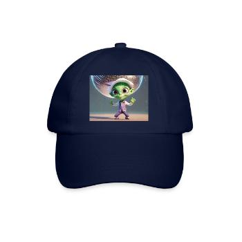 Alien tanzt auf einer Party unter einer Discokugel - Baseballkappe - Blau/Blau - Vorne