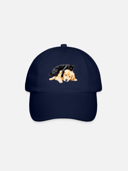 Black cat and golden retriever - Baseball Cap - blue/blue