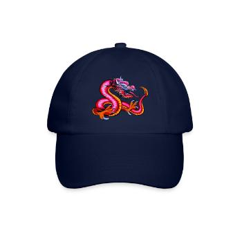 Mythology Chinese Dragon -pink / orange / silver - Baseball Cap - blue/blue - Front