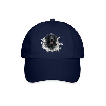 Flat Coated Retriever im Glasloch - Baseballkappe - Blau/Blau - Vorne