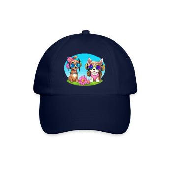 Two dog with sunglasses - Baseball Cap - blue/blue - Front