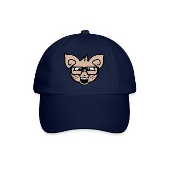 Nerd Cat Horn-Rimmed Glasses Geek Clever Kitten Head - Baseball Cap - blue/blue - Front
