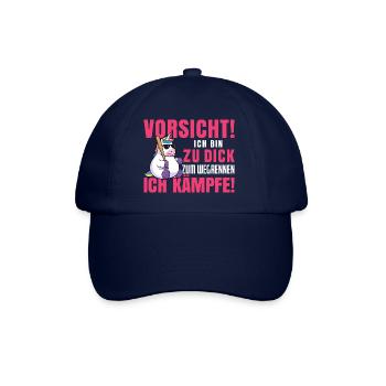 Vorsicht Ich Bin Zu Dick Zum Wegrennen Ich Kämpfe - Baseballkappe - Blau/Blau - Vorne
