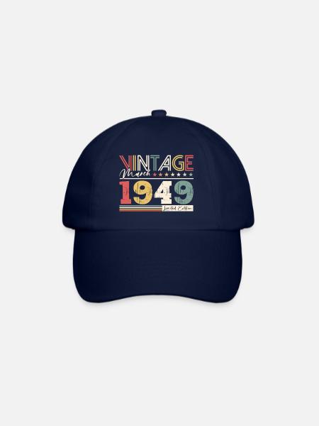 75. Geburtstag Geschenk Vintage März 1949 - Baseballkappe - Blau/Blau