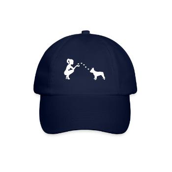 Französische Bulldogge mit Frau - Baseballkappe - Blau/Blau - Vorne