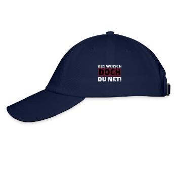 Des Woisch doch Du net. Alemannischer Dialekt - Baseballkappe - Blau/Blau - Links