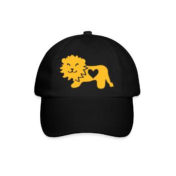 Löwe mit Herz - Baseballkappe - Schwarz/Schwarz - Vorne