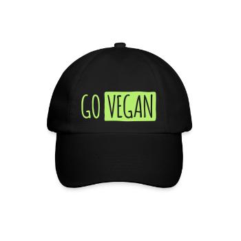 GO VEGAN - Baseballkappe - Schwarz/Schwarz - Vorne