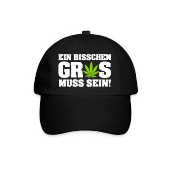 Ein bisschen Gras muss sein - Baseballkappe - Schwarz/Schwarz - Vorne