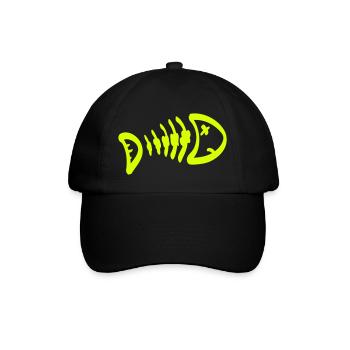 Fish Bone Sketch - SVG Bild - Baseballkappe - Schwarz/Schwarz - Vorne
