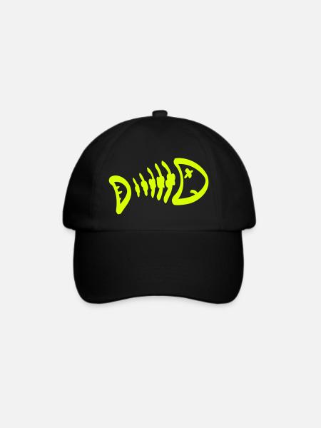 Fish Bone Sketch - SVG Bild - Baseballkappe - Schwarz/Schwarz