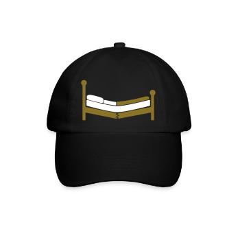 Kaputtes Bett Clipart Logo - Baseballkappe - Schwarz/Schwarz - Vorne