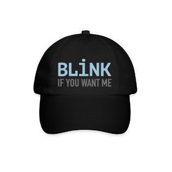 blink if you want me lächeln Augen zwinkern Flirt - Baseballkappe - Schwarz/Schwarz - Vorne