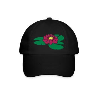 Seerose Teich Blüte - Baseballkappe - Schwarz/Schwarz - Vorne