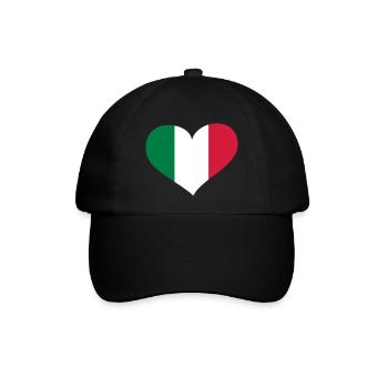Italien Herz; Heart Italia - Baseballkappe - Schwarz/Schwarz - Vorne