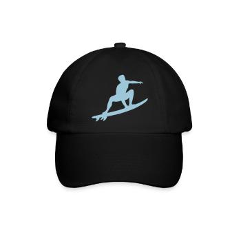 Surfer, Surfing Silhouette - Baseballkappe - Schwarz/Schwarz - Vorne