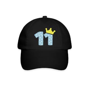 11 Krone 11. Geburtstag 11 Jahre - Baseballkappe - Schwarz/Schwarz - Vorne