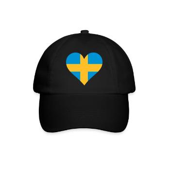 Ein Herz für Schweden - Baseballkappe - Schwarz/Schwarz - Vorne