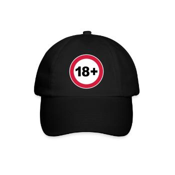 18 / 18. Geburtstag. / 18+ - Baseballkappe - Schwarz/Schwarz - Vorne