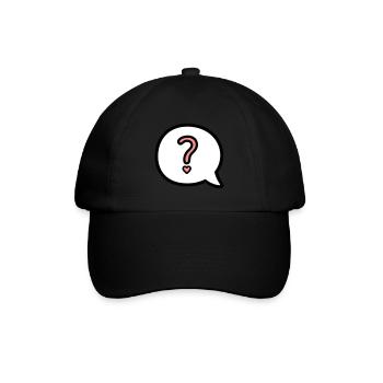 Sprechbalse mit Fragezeichen und Herz - Baseballkappe - Schwarz/Schwarz - Vorne