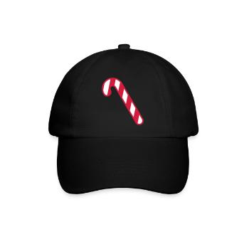 Rot Weiss Zuckerstange Weihnachten Hintergrund - Baseballkappe - Schwarz/Schwarz - Vorne