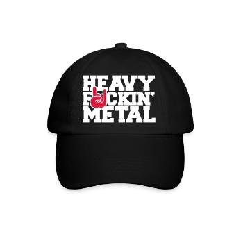 Heavy F#ckin' Metal Hard Rock Hörner Handgeste Fun - Baseballkappe - Schwarz/Schwarz - Vorne