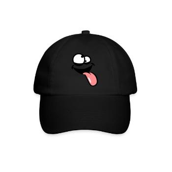 zunge raus augen verwirrt crazy comic cartoon gesi - Baseballkappe - Schwarz/Schwarz - Vorne