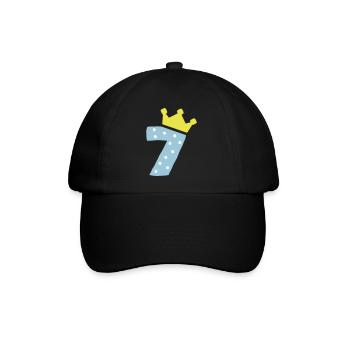 7 Krone 7 Geburtstag 7 Jahre - Baseballkappe - Schwarz/Schwarz - Vorne