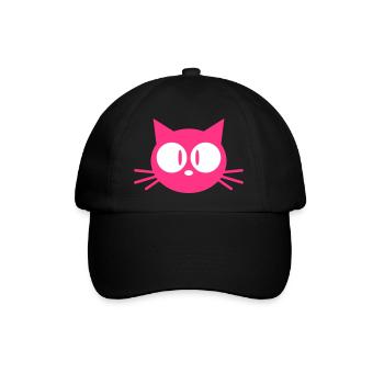 Neugierige Katze Guckt Lustig Ulkig Albern Komisch - Baseballkappe - Schwarz/Schwarz - Vorne