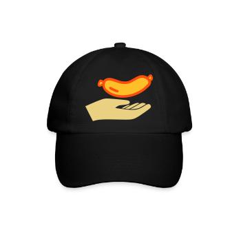 Hand reicht Würstchen - Baseballkappe - Schwarz/Schwarz - Vorne