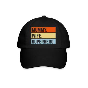 Mummy Wife Superhero (Super Mum / Supermummy / 3C) - Baseballkappe - Schwarz/Schwarz - Vorne