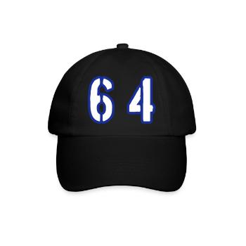 64 Zahl Symbol - Baseballkappe - Schwarz/Schwarz - Vorne