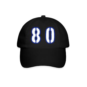 80 Zahl Symbol - Baseballkappe - Schwarz/Schwarz - Vorne