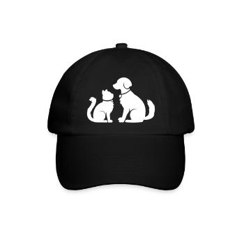 Cat Dog together - Katze Hund zusammen - Haustiere - Baseballkappe - Schwarz/Schwarz - Vorne