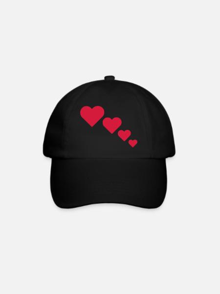 Herzen - Baseballkappe - Schwarz/Schwarz