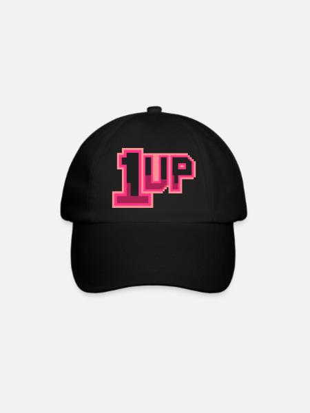 1 Up (Pixel-Schriftzug) - Baseballkappe - Schwarz/Schwarz