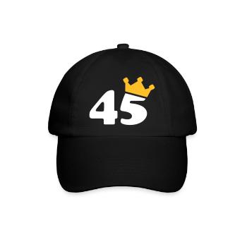 45 Krone 45 Geburtstag 45 Jahre - Baseballkappe - Schwarz/Schwarz - Vorne