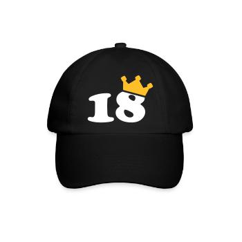 18 Krone 18. Geburtstag 18 Jahre - Baseballkappe - Schwarz/Schwarz - Vorne