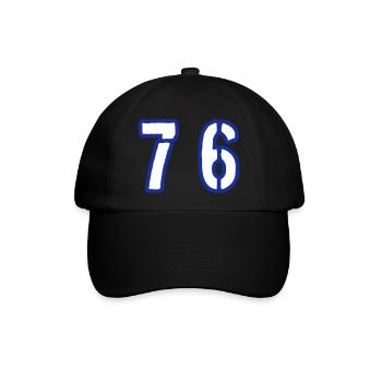 76 Zahl Symbol - Baseballkappe - Schwarz/Schwarz - Vorne
