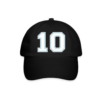 Nummer 10 (anpassbare Farben) - Baseballkappe - Schwarz/Schwarz - Vorne