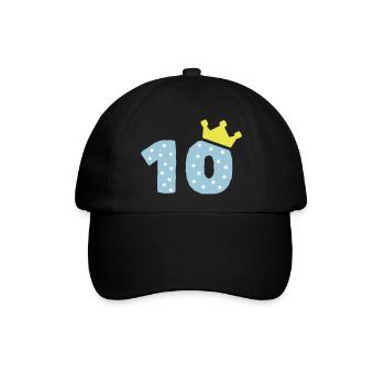 10 Krone 10. Geburtstag 10 Jahre - Baseballkappe - Schwarz/Schwarz - Vorne
